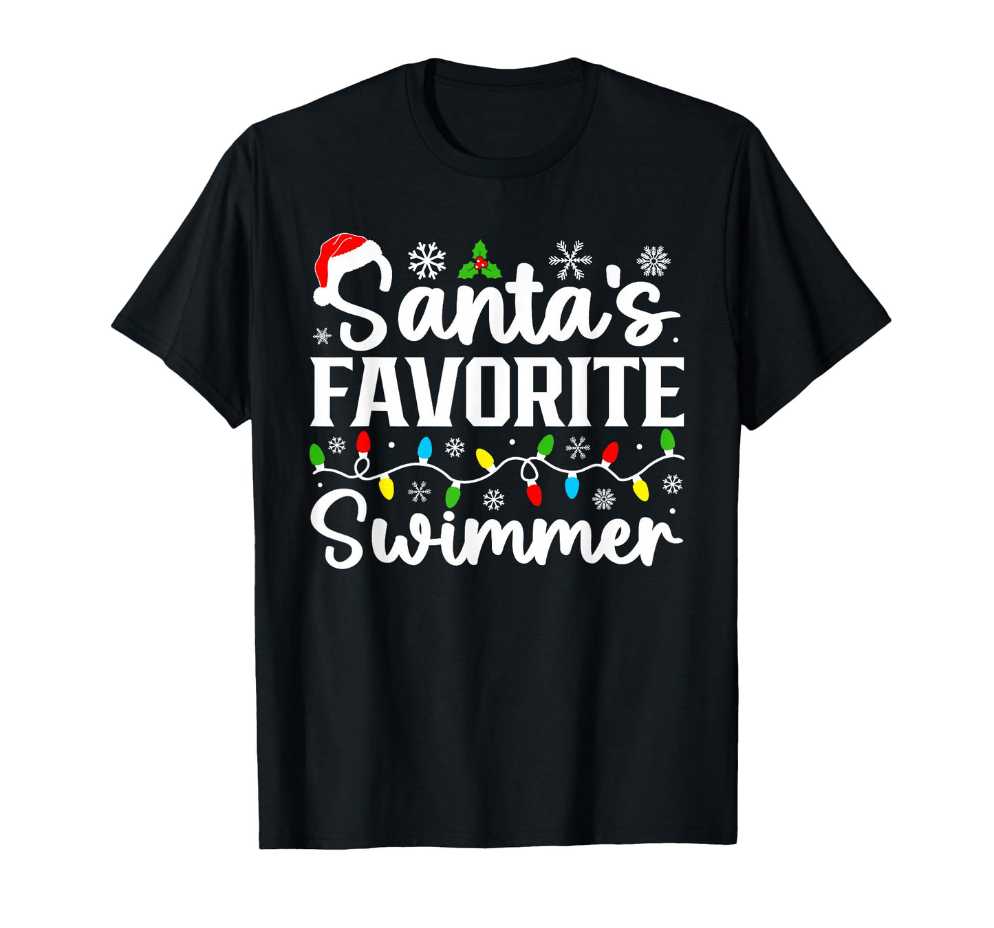 Santa's Favorite Swimmer Funny Christmas Family Matching T-Shirt