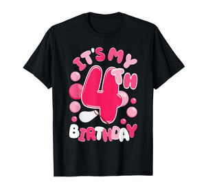It's My 4th Birthday Bubble Bday 4 Year Old Girl T-Shirt