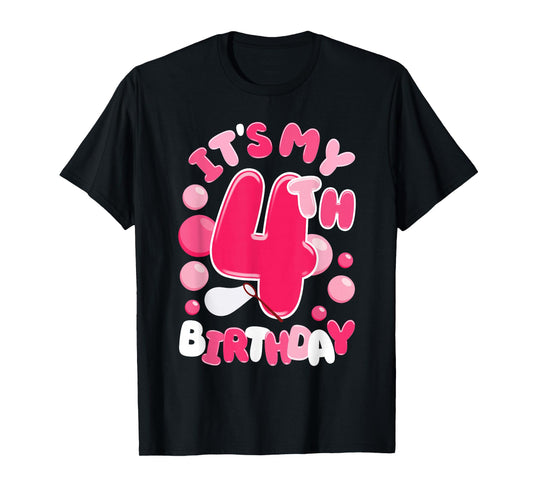 It's My 4th Birthday Bubble Bday 4 Year Old Girl T-Shirt