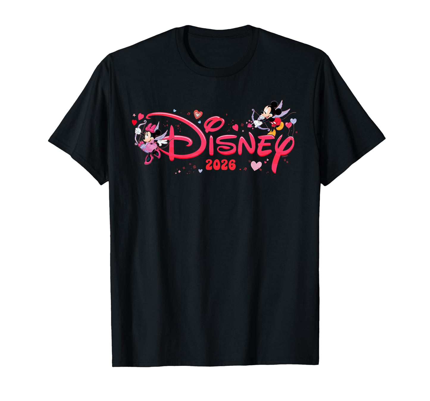 Disney Mickey & Minnie Valentine's Day 2026 Script Logo Trip T-Shirt