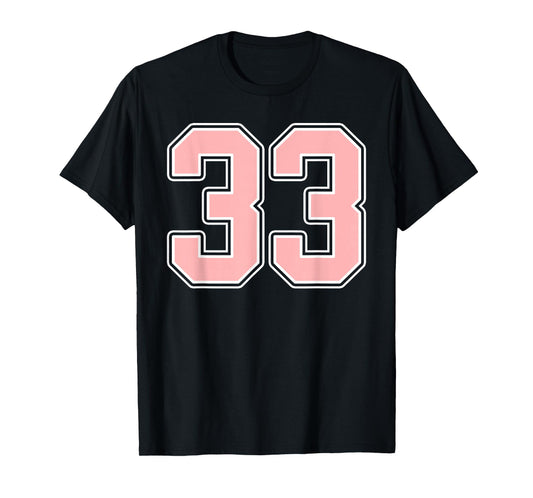 Cute Pink and White Number 33 Jersey Player Uniform #33 Fan T-Shirt