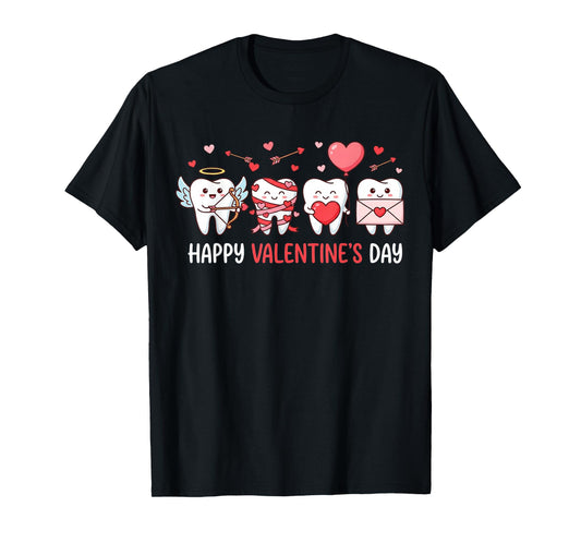 Funny Dental Nurse Squad Happy Valentine Day Teeth Cupids T-Shirt