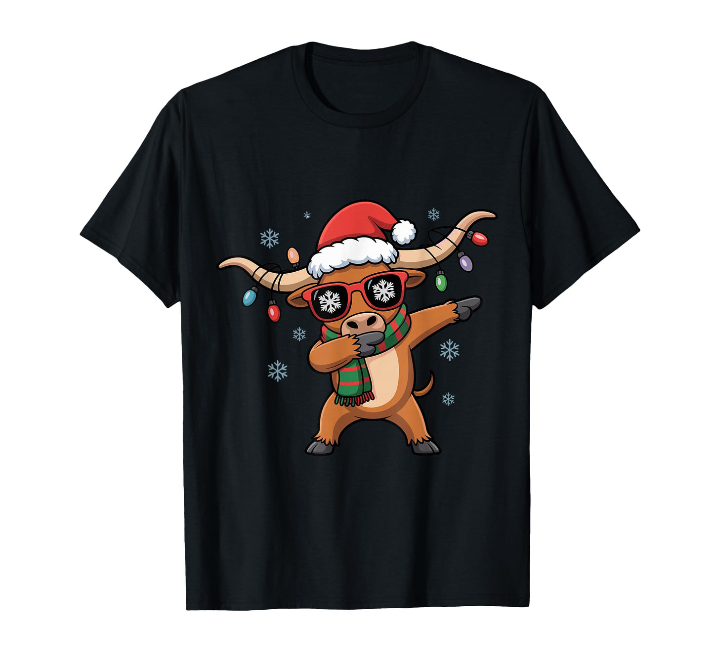 Dabbing Longhorn Christmas Funny Holiday Design T-Shirt