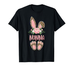 Floral Leopard Nonna Bunny Happy Easter Spring T-Shirt