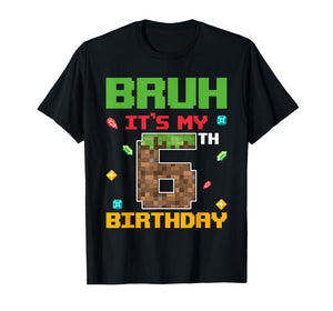 It's My 6th Birthday Boy 6 Years Old Pixel Gamer T-Shirt