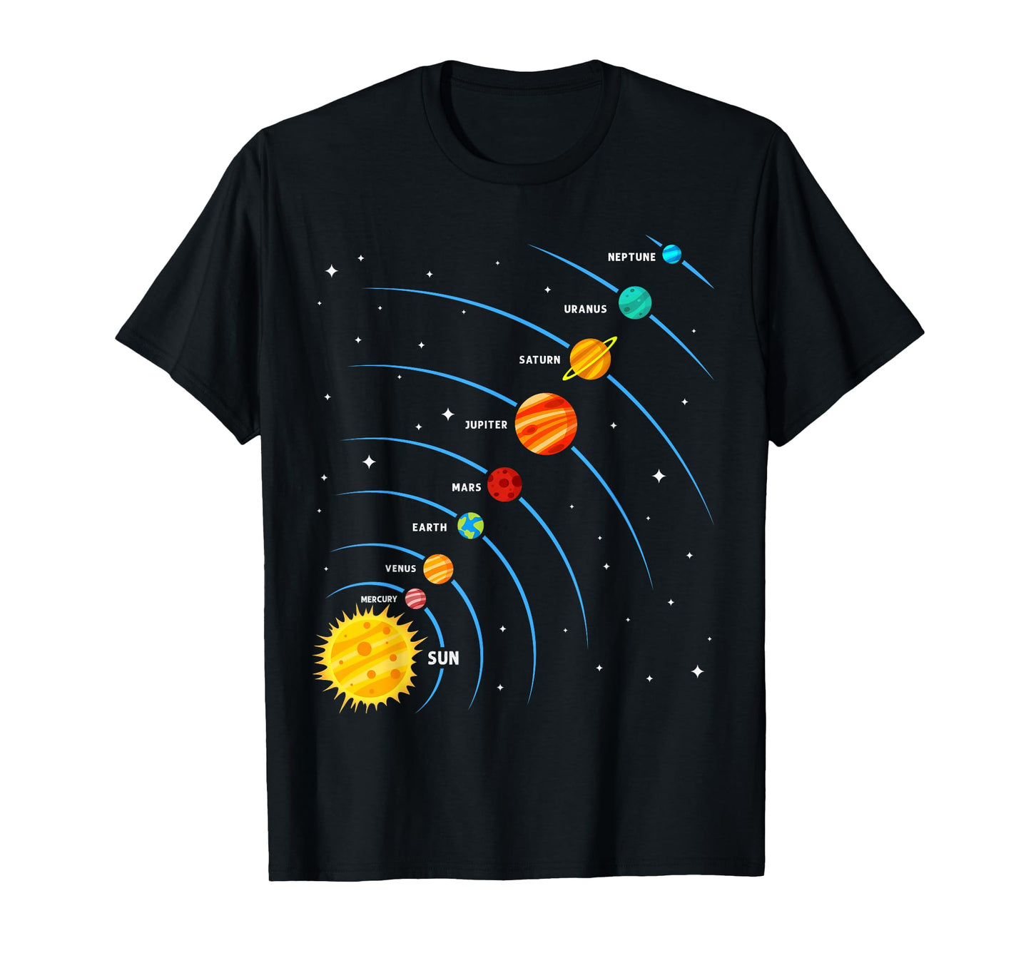 Solar System Colorful Space Planets Educational Kids T-Shirt