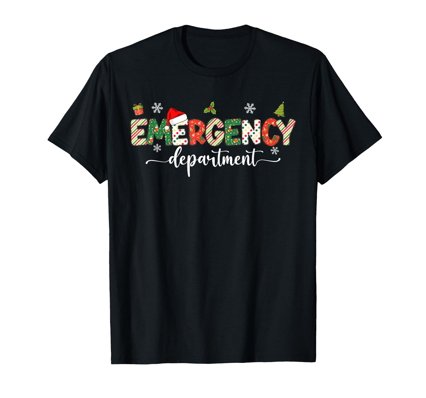 Groovy Emergency Department Christmas RN ED ER Tech Nurse T-Shirt