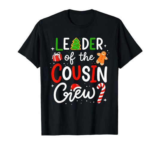 Leader of The Cousin Crew Christmas Family Matching Xmas T-Shirt