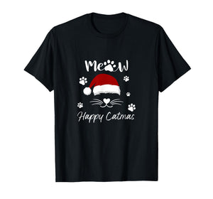 Meowy Catmas Cute Kitten Cats Santa Hat Christmas Xmas 2025 T-Shirt