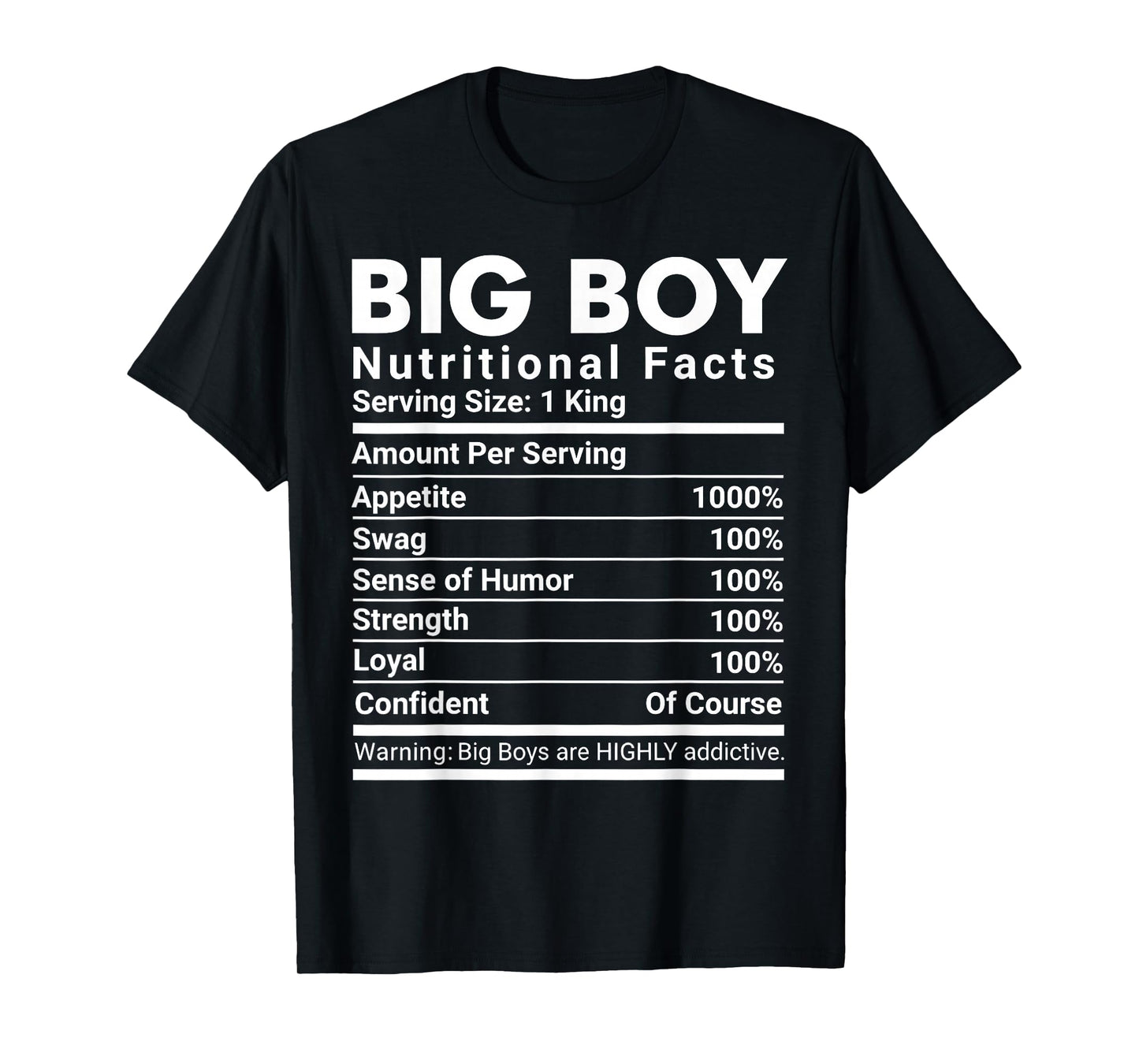 Big Boy Nutritional Facts Swag Confident Men T-Shirt