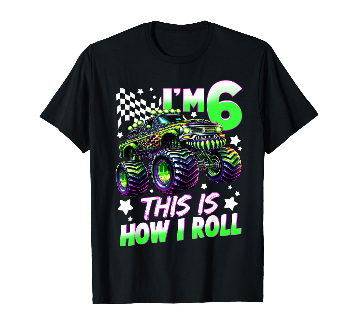 Kids 6 Year Old Monster Truck 6th Birthday Party Boy Bday T-Shirt