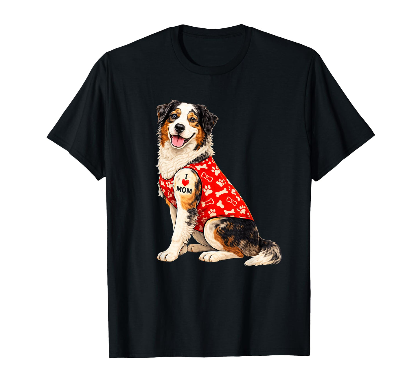 Australian Shepherd Mom I Love Mom Heart Tattoo Aussie. T-Shirt