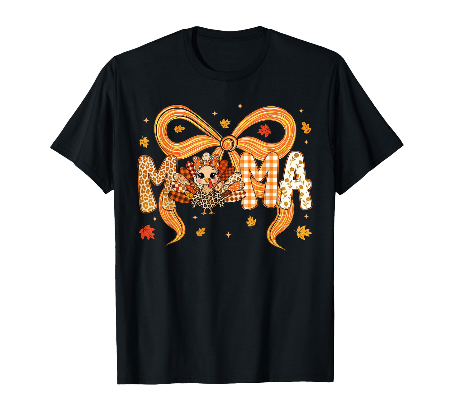 Retro Mama Coquette Fall Turkey Thanksgiving Matching Mom T-Shirt