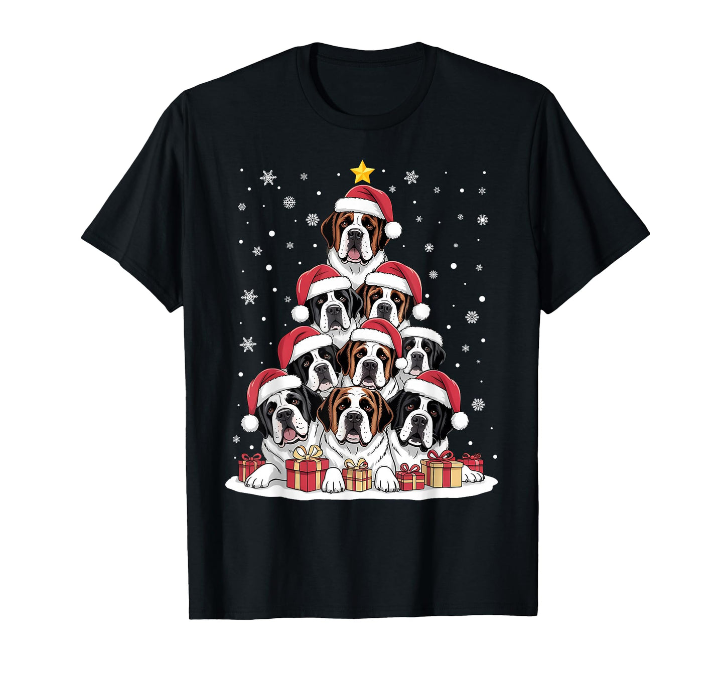 Saint Bernard Dog Christmas Tree Family Matching Xmas Pajama T-Shirt