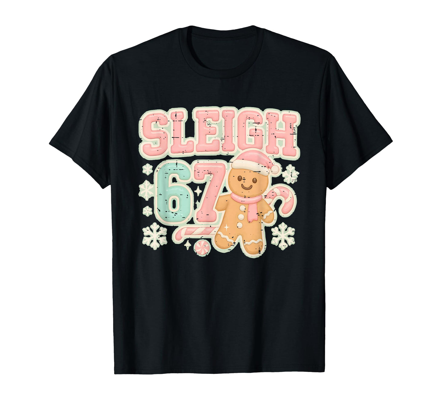 Retro Sleigh 67 Gingerbread Christmas Six Seven Meme 6 7 T-Shirt