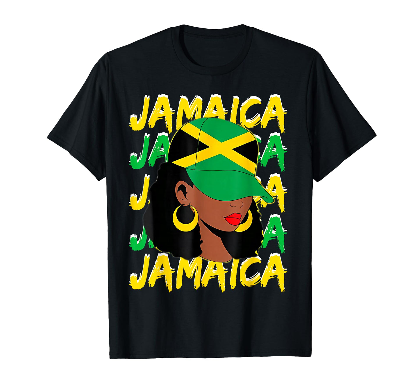 Womens Proud Jamaican Afro Black Woman Jamaica Flag Pride T-Shirt
