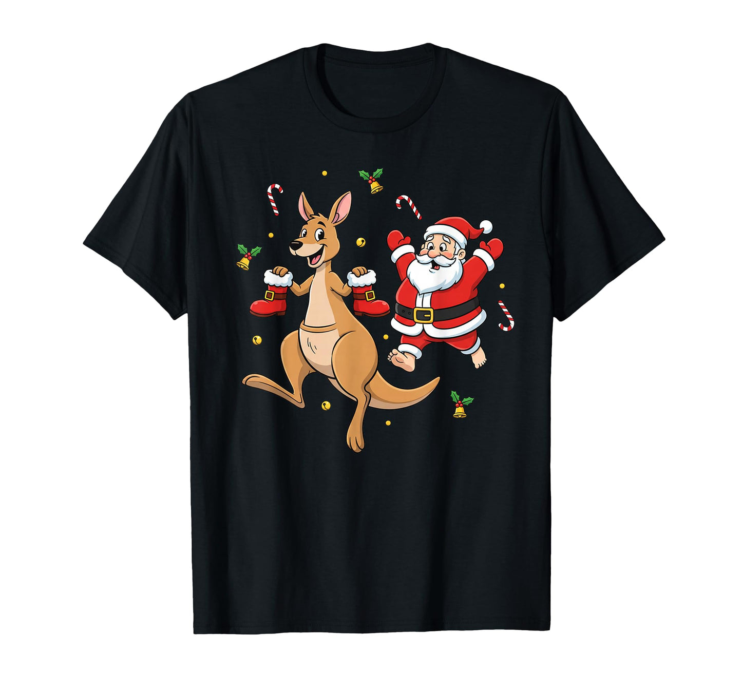 Funny Kangaroo Santa Claus Boots Christmas Womens Mens Kids T-Shirt
