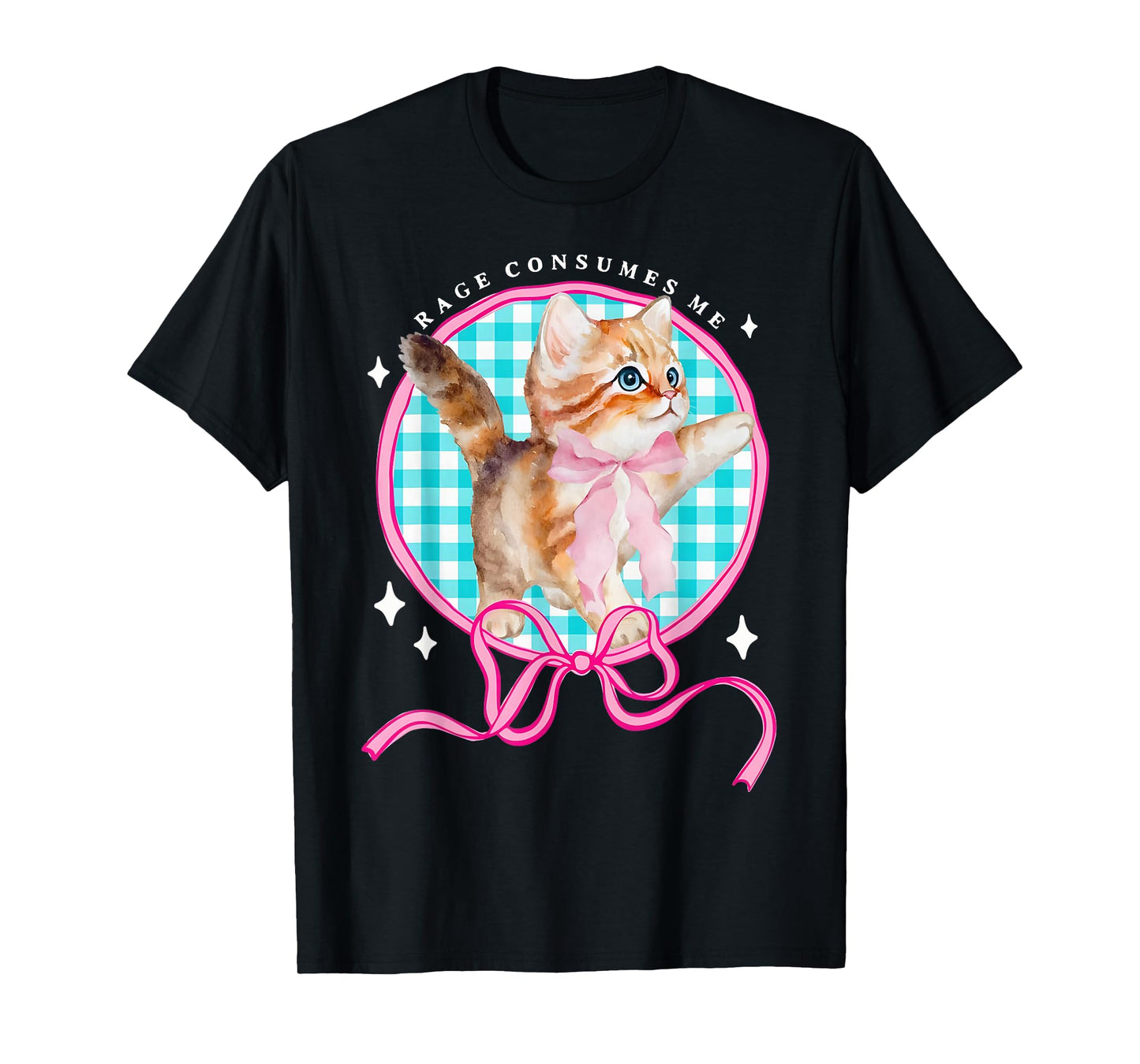 Rage Consumes Me Funny Coquette Cat Bow Kitten Valentine Day T-Shirt