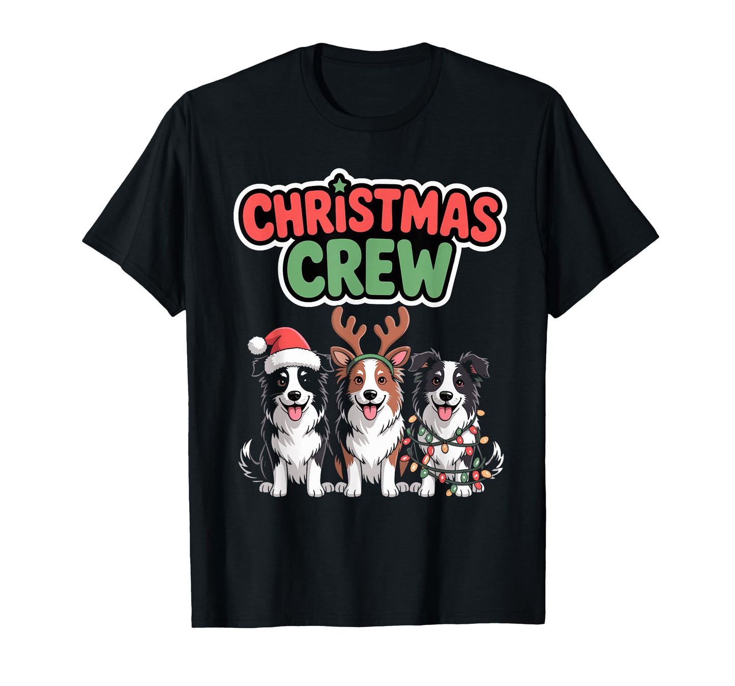 Christmas Crew Xmas Puppy Dog Funny Christmas Border Collie T-Shirt
