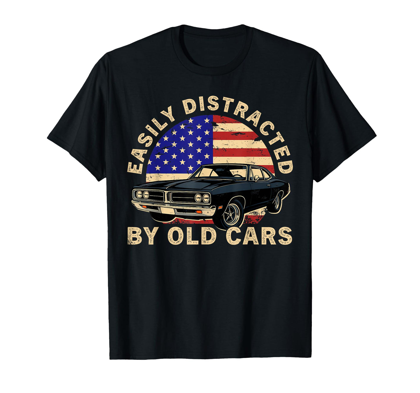 Easily Distracted by Old Cars Classic Father's Day Mens T-Shirt