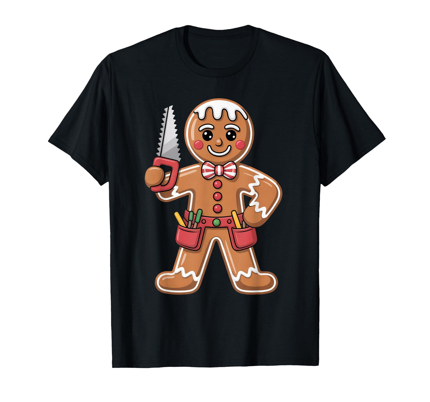 Gingerbread Man Carpenter Cookie Builder Woodworking T-Shirt