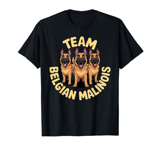 Cartoon Working Shepherd Pet Dog Breed Team Belgian Malinois T-Shirt