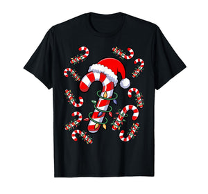 Red and White Candy Cane Santa Christmas Xmas Lights T-Shirt