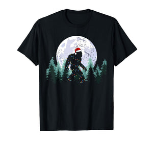 Christmas Bigfoot Sasquatch Tree Lights Funny Xmas Men Boys T-Shirt