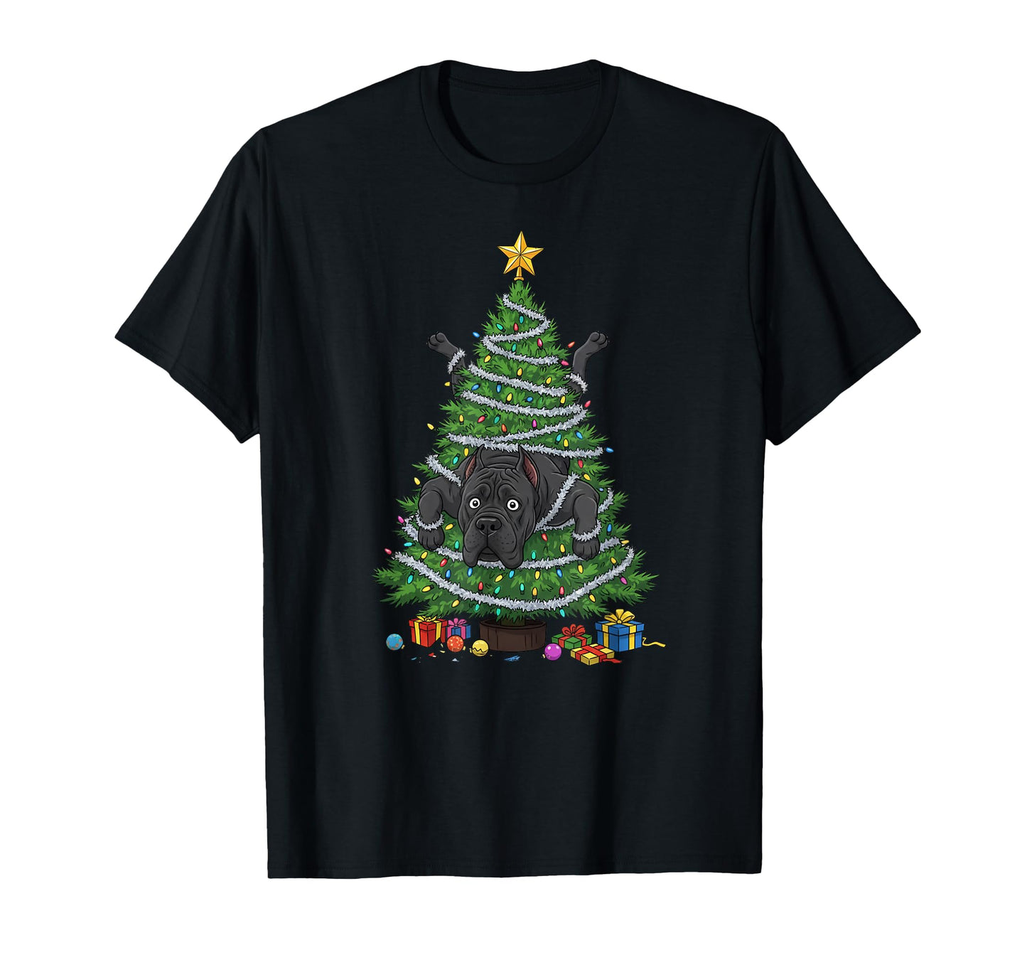 Funny Cane Corso Christmas Tree Lights Kids Mens Womens T-Shirt