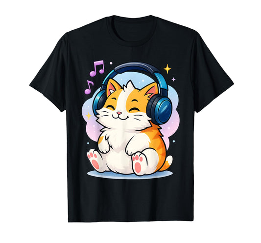 Cute Kawaii Cat Neko Funny Music Kitten Lover K-Pop Gift T-Shirt