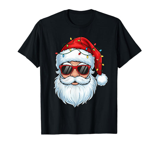 Cool Santa Claus Face Retro Sunglasses Christmas Men Boys T-Shirt