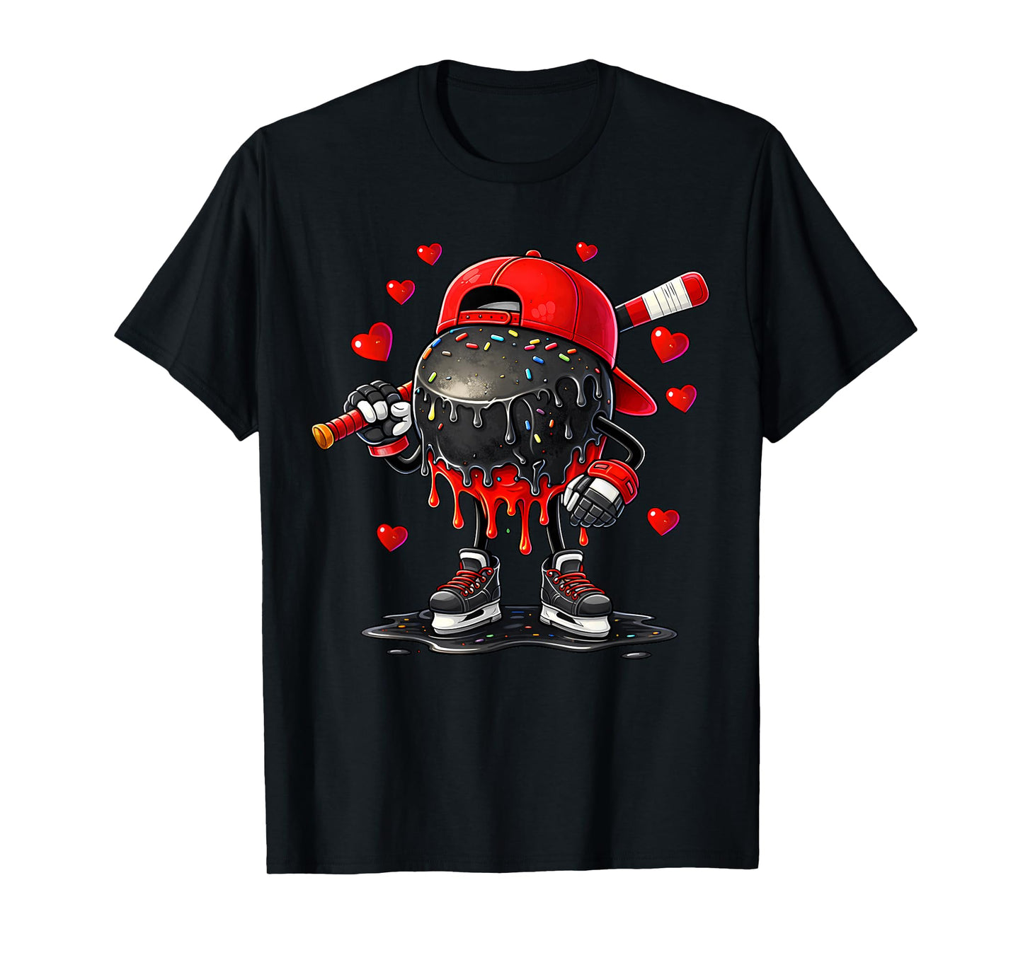 Valentine Hockey Heart Drip Sport Love Valentines Day Boys T-Shirt
