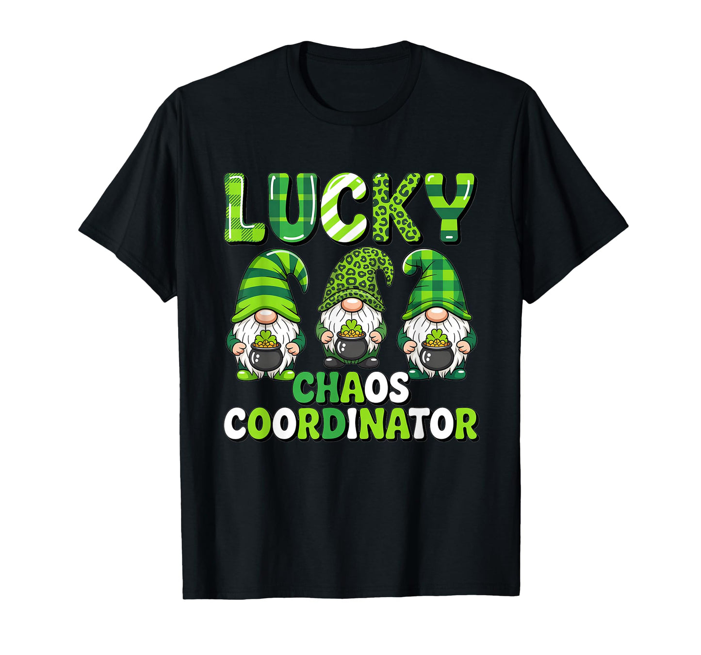 St Patrick's Day - Lucky Shamrock Leopard Gnomes Irish Women T-Shirt