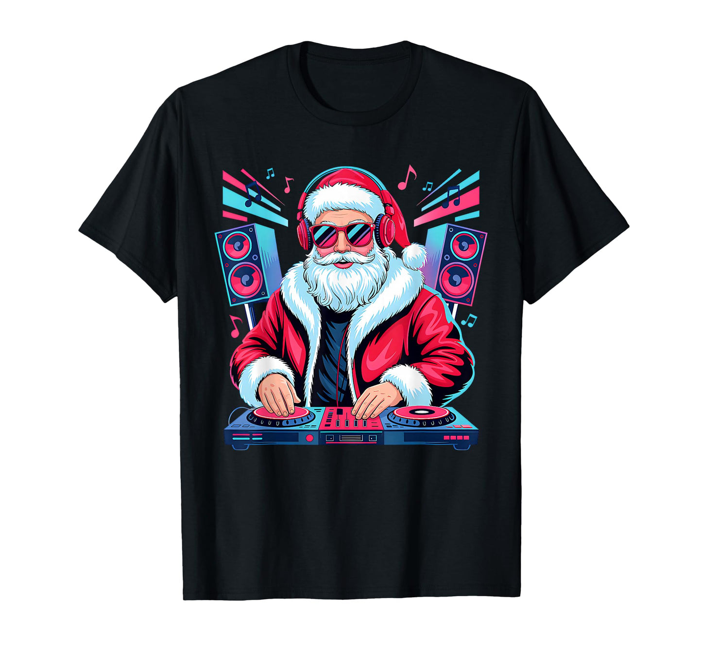 Christmas Santa DJ Turntable Music Lover Funny Xmas Pajamas T-Shirt