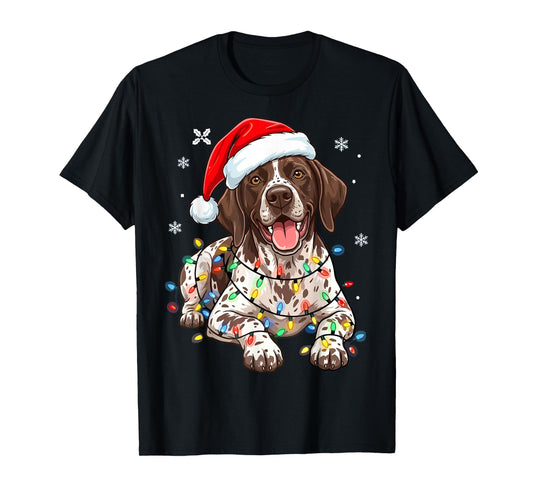 Christmas German Shorthaired Pointer Dog Lights Xmas T-Shirt