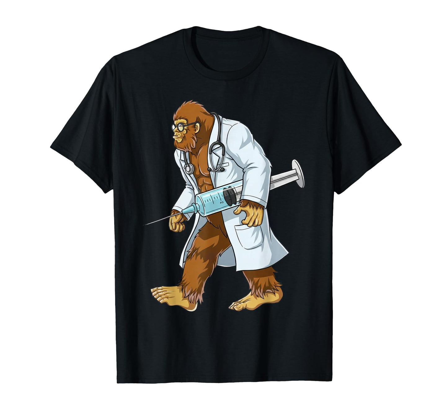 Funny Bigfoot Doctor, Sasquatch Medical Humor Cartoon T-Shirt