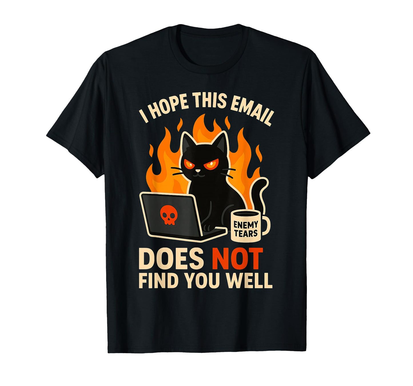Sarcastic Office Work Email Humor Cat Coffee Funny Graphic T-Shirt