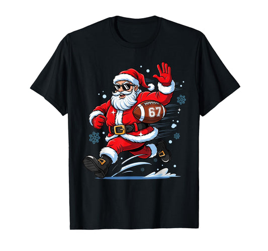 Funny Football Santa 67 Christmas Xmas Pajamas Boys T-Shirt