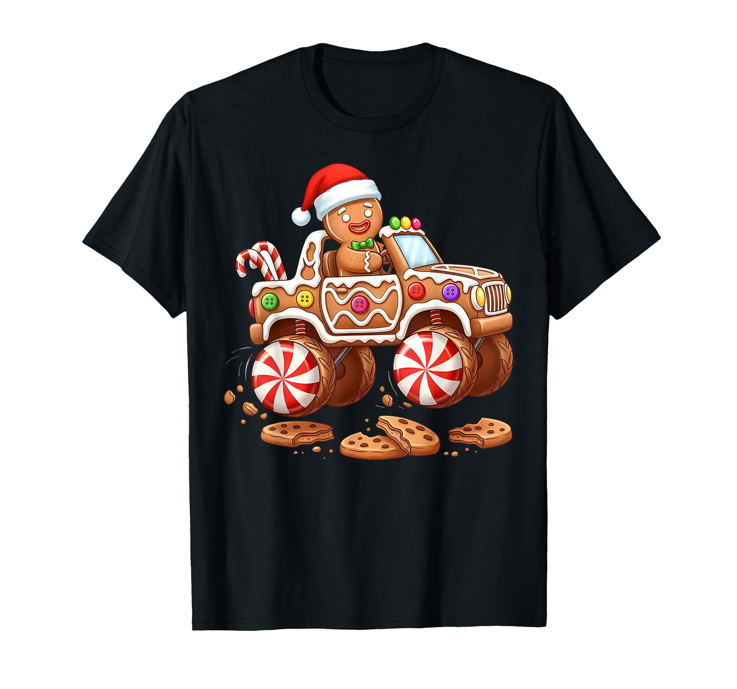 Gingerbread Monster Truck Funny Christmas Toddler Boy Kids T-Shirt