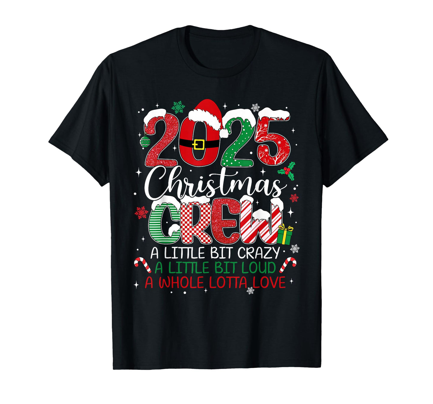 Family Christmas Crew 2025 Matching Outfit Xmas Squad Santa T-Shirt
