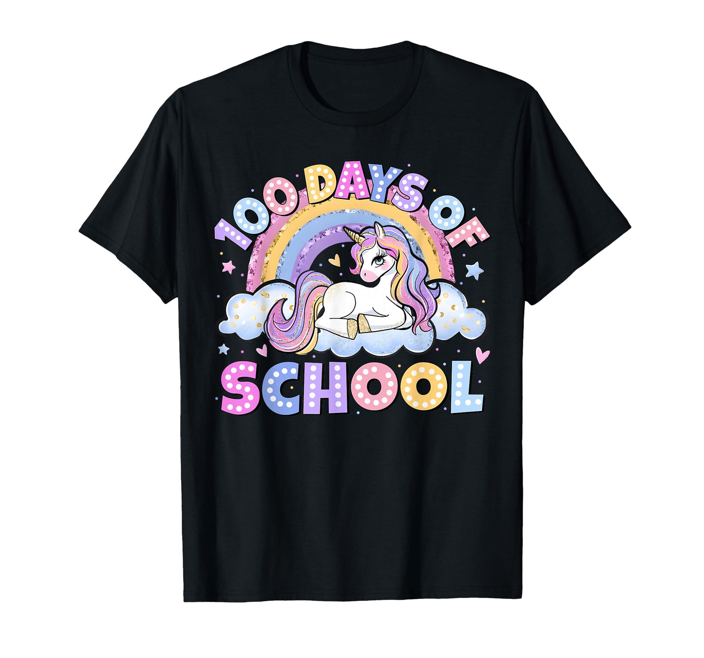 Happy 100 Days of School Unicorn Rainbow Boy Girl Teacher T-Shirt