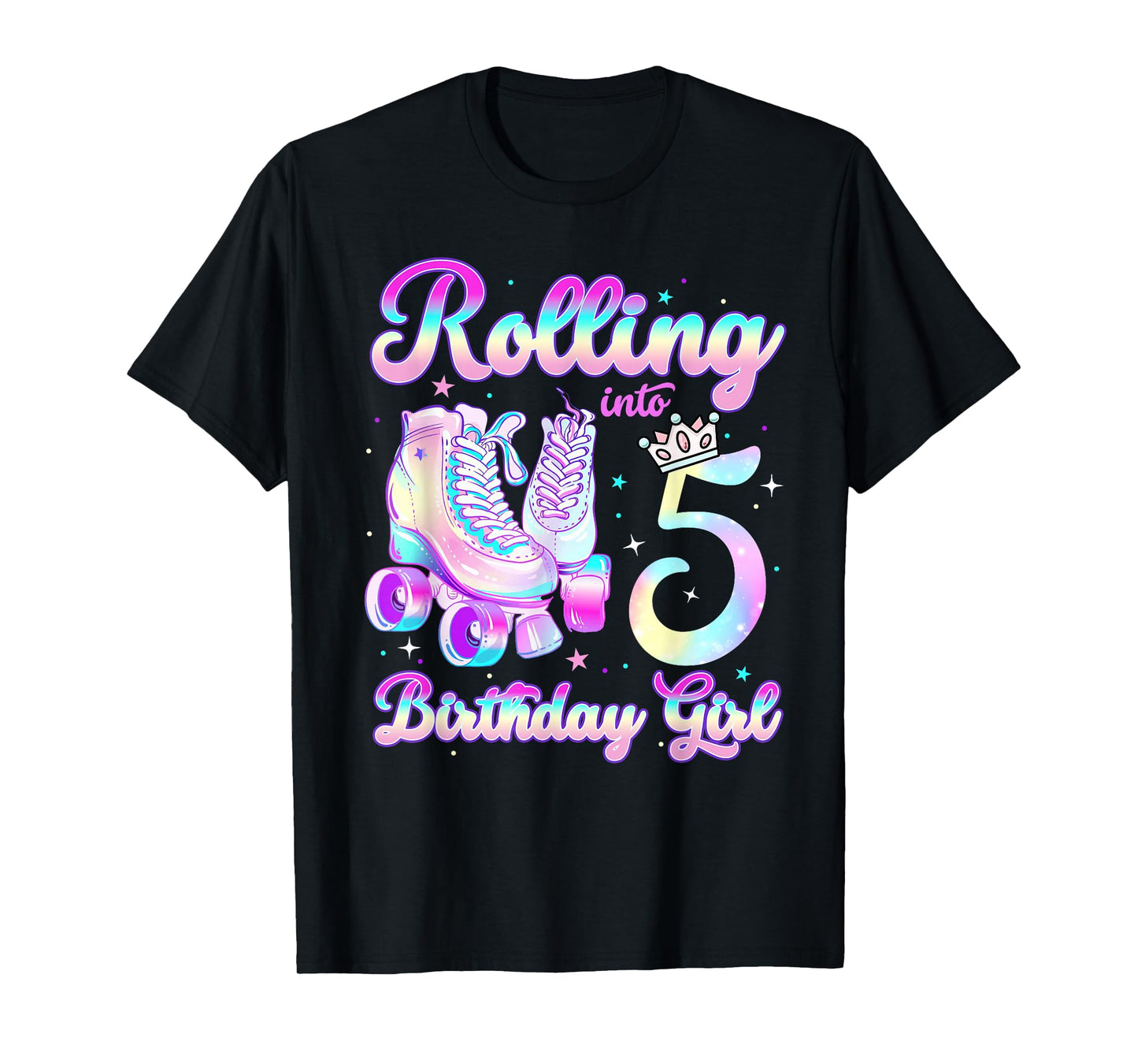 Kids Rolling Into 5 Roller Skating 5th Birthday Girls Party T-Shirt