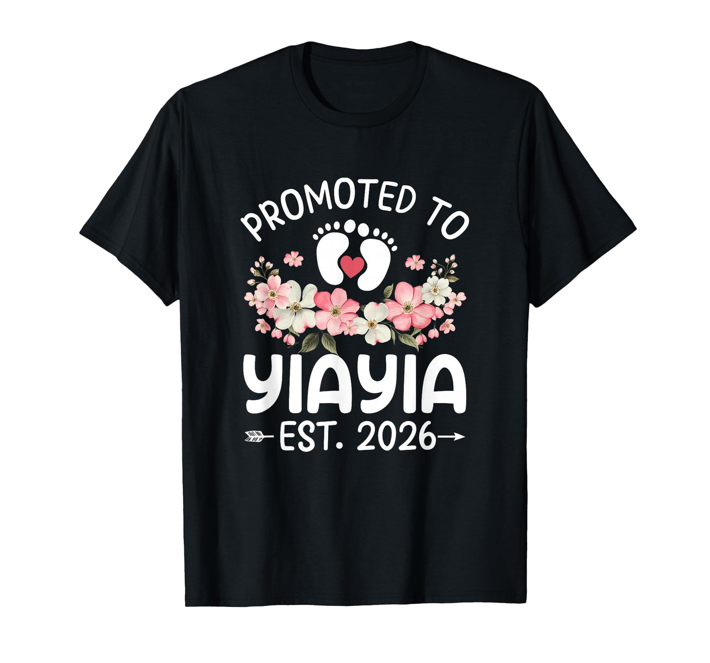 Promoted to Yiayia 2026 First Time Floral New Yiayia T-Shirt
