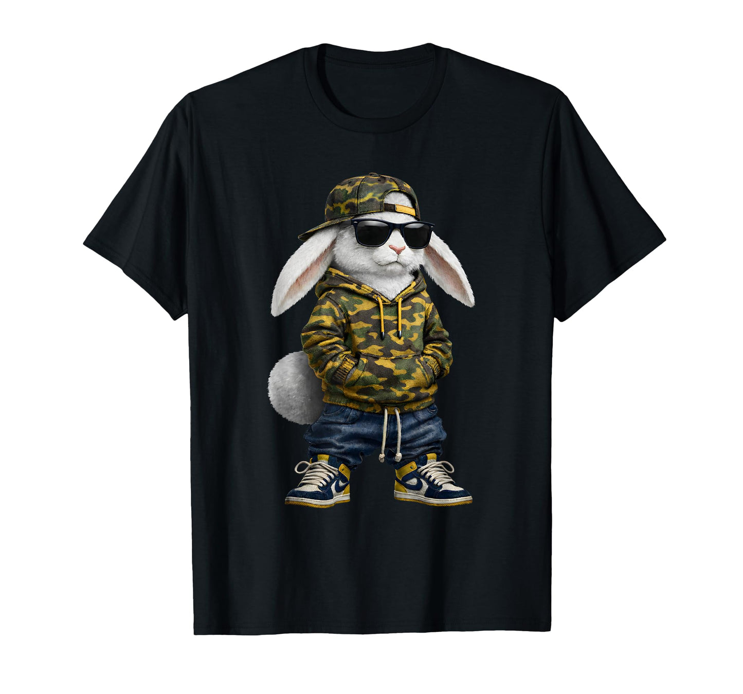 Funny Rabbit Hip Hop Bunny Camo Easter Men Boy Toddler Kid T-Shirt