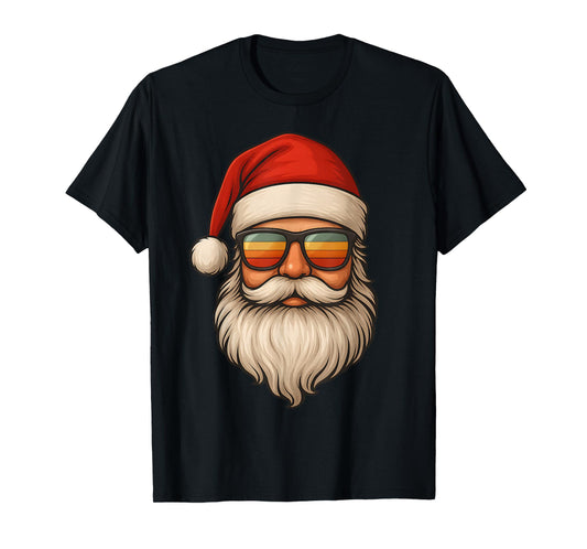 Retro Santa with Sunglasses Funny Christmas for Men Boys Dad T-Shirt