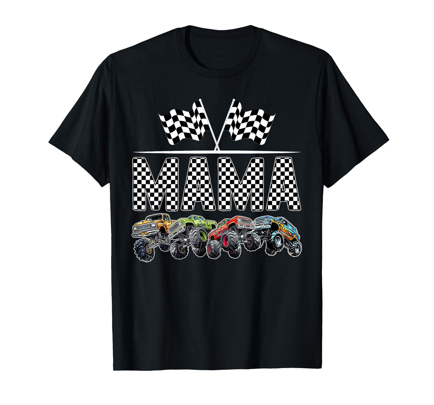 Mama Retro Monster Truck Family Birthday Matching T-Shirt