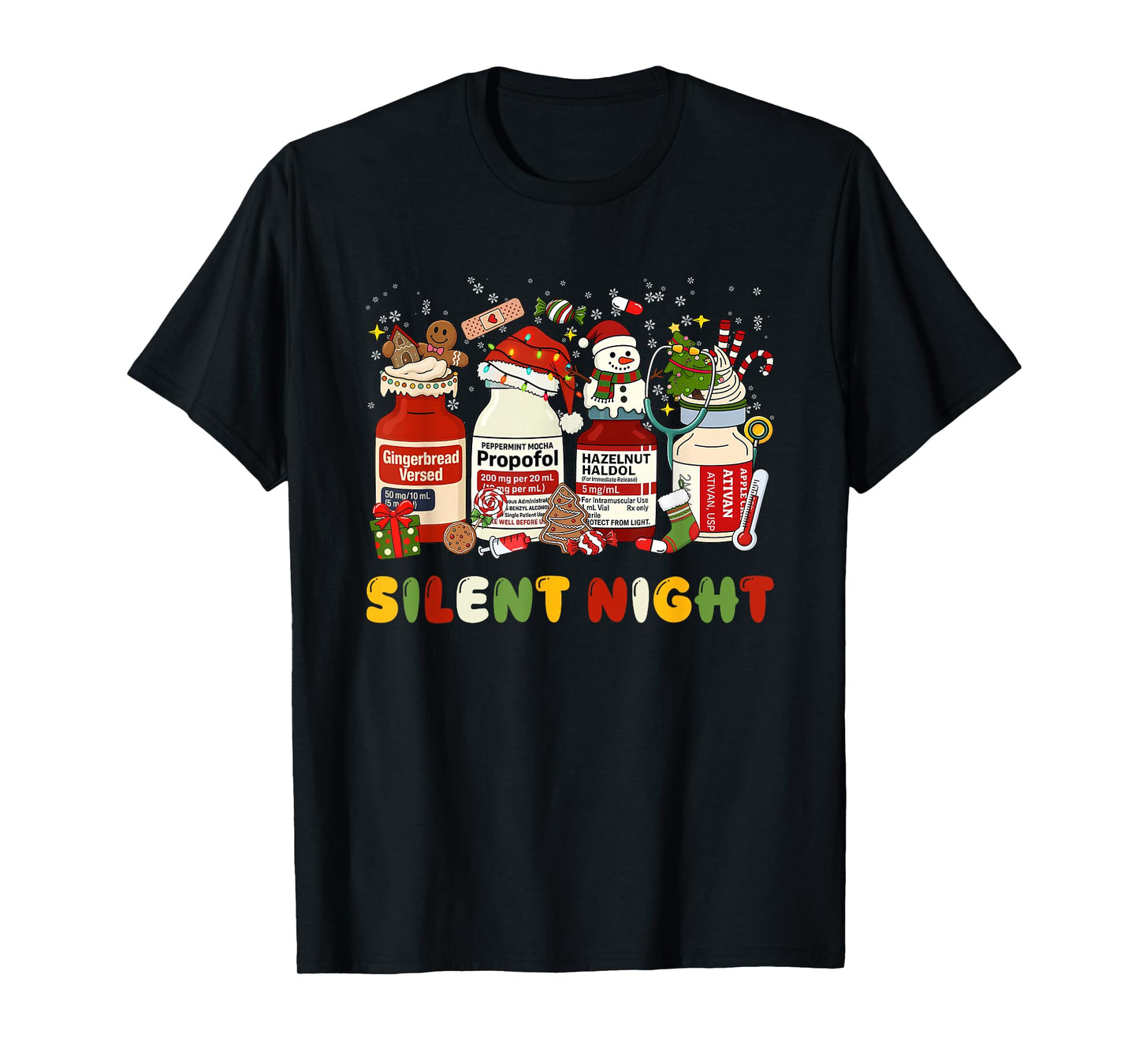 Funny Santa Propofol Silent Night ICU Nurses Merry Christmas T-Shirt