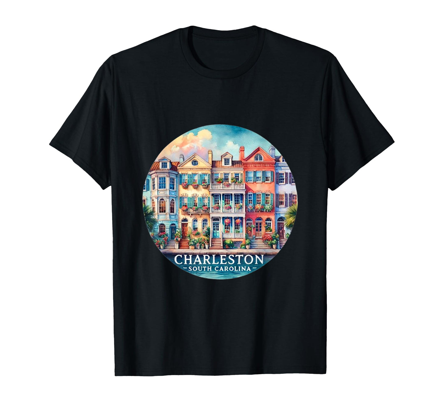 Charleston SC Rainbow Row Pretty Houses T-Shirt