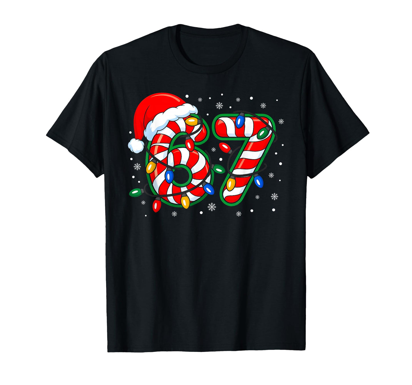 Funny Six Seven 67 Meme 6 7 Christmas Candy Cane Boys Kids T-Shirt