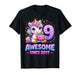 9 Year Old Girl Awesome Since 2017 Unicorn 9th Birthday Girl T-Shirt